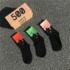 Chaussettes en coton vert pour hommes et femmes, marée d&rsquo;automne, épissage, Aj Stocks, Hip Hop Street Sports, nouveau, boîte de 3 paires