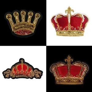Tecclothes-Couronne brodée perlée cousue à la main, accessoires de manteau, décoration de sac