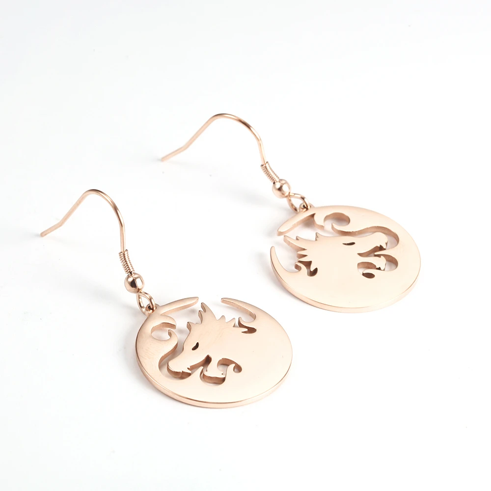 stainless steel fantasy round golden dragon hollow myth head lover perfect drop earrings jewelry for women stainless steel fantasy round golden dragon hollow myth head lover perfect drop earrings jewelry for women