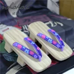 WHOHOLL femmes sabots chaussures japonais en bois pantoufle Geta Kimono pantoufles pour femmes Anime Cosplay chaussures été tongs femme