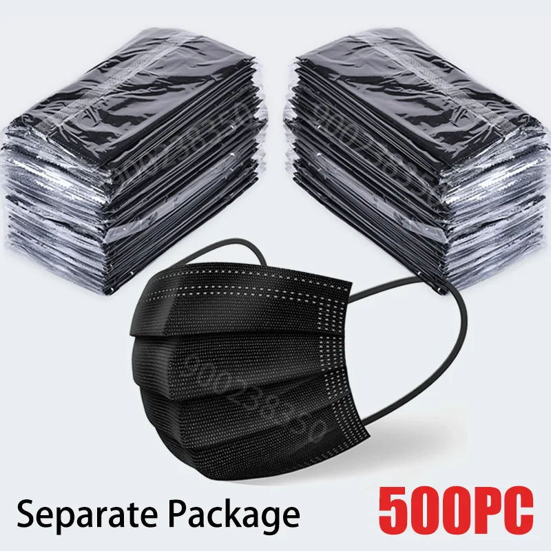 10/50/100/200/500 pièces masque jetable paquet séparé masques noirs emballage indépendant 3 couches masque de protection sûr 10/50/100/200/500 pièces masque jetable paquet séparé masques noirs emballage indépendant 3 couches masque de protection sûr