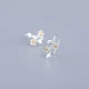 boucles d'oreilles clip en argent sans fleur pour femmes et filles, mini niche florale, manchette compacte, bijoux fins élégants, nouveau document, 2025