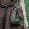 sac de ceinture de taille médiéval européen, sac de ceinture en cuir à motif de feuille pour femmes, sacs de poche vintage pixie elfe viking, accessoire de costume
