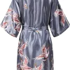 robe de mariée en satin de soie pour demoiselle d'honneur, peignoir floral, kimono court, robe de nuit, robe de bain, à la mode, pour femmes