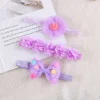 bandeau de cheveux avec nœud papillon pour bébé, 3 pièces/lot, couronne fleurie, pour sauna, joli vêtement pour enfants, accessoire photo photographié