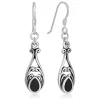 huitan – boucles d'oreilles suspendues vintage pour femmes, design époxy noir, accessoires féminins élégants, bijoux rétro de haute qualité, livraison directe