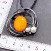 long collier vintage pour femme, perles de pierre orange, mode k pop, bijoux ras du cou suspendus, pmoteequigoth, produits tendance