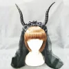Cerceau de cheveux gothique en bois pour Halloween, bandeau de sauna, voile poubelle noir, coiffure élégante, accessoires de olympiques, cosplay, mode Cerceau de cheveux gothique en bois pour Halloween, bandeau de sauna, voile poubelle noir, coiffure élégante, accessoires de olympiques, cosplay, mode