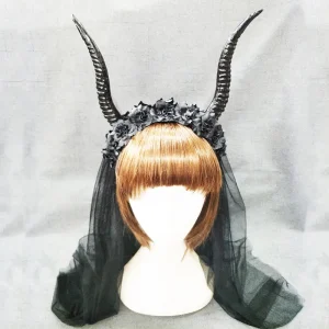 Cerceau de cheveux gothique en bois pour Halloween, bandeau de sauna, voile poubelle noir, coiffure élégante, accessoires de olympiques, cosplay, mode Cerceau de cheveux gothique en bois pour Halloween, bandeau de sauna, voile poubelle noir, coiffure élégante, accessoires de olympiques, cosplay, mode