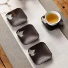 service à thé cérémonie du thé kung fu, sous verre, tapis isolant, support de tasse, ensemble combiné en ébène pour la maison japonaise, accessoires