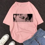 Rose japonais Anime attaque sur Titan femmes T-shirt Levi Ackerman oeil Punk hauts été Harajuku ample gothique à manches courtes T-shirt