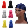 unisexe femmes hommes soie durag turban chapeau perruques biker chapeaux bandeau cheveux accessoires longues queue sangles bandanas soyeux durags