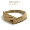 bandeau de sauna torsadé vintage pour femmes, nœud croisé sur le dessus, élastique, tricot, solide, document, filles, accessoires pour cheveux, mode