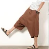 short de samouraï japonais en coton et lin pour homme, sarouel, hakama, 5 couleurs, grande taille, Été