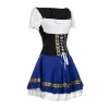 robe sexy bleue pour femme, robe de femme de chambre, costume de serveuse allemande bavaroise, robe de paupières de fille de bière s 3xl
