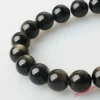 perles en pierre véritable d'obsidienne couleur or naturel, pour la fabrication de bijoux, breloques, accessoires de bracelet