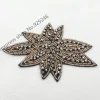 Appliques de fleurs perlées faites à la main avec pistolet affamé, perles brunes pour manteau de femmes, sacs de vêtements, décoration de cheveux, 4 pièces/lot