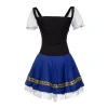 robe sexy bleue pour femme, robe de femme de chambre, costume de serveuse allemande bavaroise, robe de paupières de fille de bière s 3xl