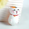maneki neko japonais chat chanceux gros chat porte clés fourrure pom pom femmes en cuir bibelot porte clés en métal sac de voiture pendentif charme d42