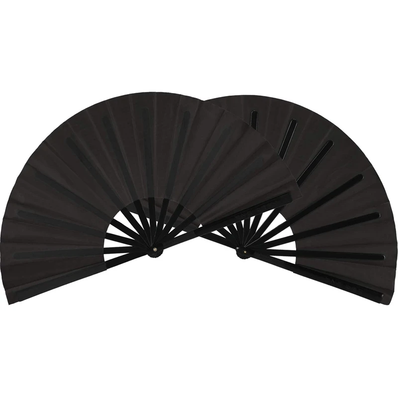 grand ventilateur pliant en nylon, ventilateur de chapelle chinois kung fu tai, ventilateur à main pour par, décoration noire, déterminer, 2 pièces grand ventilateur pliant en nylon, ventilateur de chapelle chinois kung fu tai, ventilateur à main pour par, décoration noire, déterminer, 2 pièces