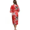 robes kimono en satin pour femmes, motif floral, demoiselles d'honneur, longue robe de mariée, 2015
