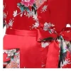robes kimono en satin pour femmes, motif floral, demoiselles d'honneur, longue robe de mariée, 2015