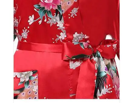 robes kimono en satin pour femmes, motif floral, demoiselles d'honneur, longue robe de mariée, 2015 robes kimono en satin pour femmes, motif floral, demoiselles d'honneur, longue robe de mariée, 2015