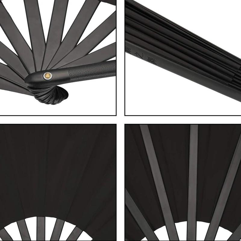 grand ventilateur pliant en nylon, ventilateur de chapelle chinois kung fu tai, ventilateur à main pour par, décoration noire, déterminer, 2 pièces grand ventilateur pliant en nylon, ventilateur de chapelle chinois kung fu tai, ventilateur à main pour par, décoration noire, déterminer, 2 pièces