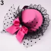 mini chapeau haut de forme en dentelle avec nœud papillon pour femme, coiffe, fleur, élégant, décor de fête, décor de mariage, pince à cheveux, casquette, acheter