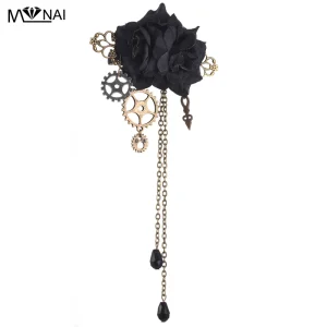 Pince à cheveux Steampunk faite à la main, accessoires pour cheveux, broche, épingles à cheveux, équipement floral, charme, unique, vintage, badge gothique