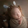 nouveau né renne chapeau enveloppement et jouet ensemble crochet mohair cerf poupée photographie accessoires tricot bébé bonnet jouet enveloppe photo accessoires
