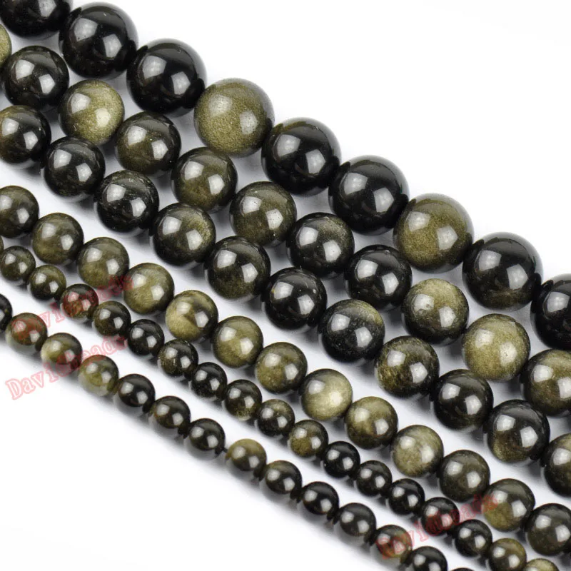 perles en pierre véritable d'obsidienne couleur or naturel, pour la fabrication de bijoux, breloques, accessoires de bracelet perles en pierre véritable d'obsidienne couleur or naturel, pour la fabrication de bijoux, breloques, accessoires de bracelet