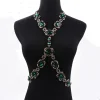 2025 nouvelle mode grande chaîne de taille en verre chaînes de corps collier bijoux femmes déclaration indienne longue cristal strass collier