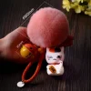maneki neko japonais chat chanceux gros chat porte clés fourrure pom pom femmes en cuir bibelot porte clés en métal sac de voiture pendentif charme d42