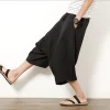 short de samouraï japonais en coton et lin pour homme, sarouel, hakama, 5 couleurs, grande taille, Été