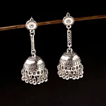 Boucles d&rsquo;oreilles indiennes classiques en argent pour femmes, bijoux bohèmes pour dames, boucles d&rsquo;oreilles Jhumka pour documents gitanes, rétro, égyptien, cloche ronde, pompon long