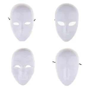 Masques de costumes pour accessoires de décoration de fête, masque non peint à faire soi-même, masque facial blanc vierge, mascarade