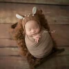 nouveau né renne chapeau enveloppement et jouet ensemble crochet mohair cerf poupée photographie accessoires tricot bébé bonnet jouet enveloppe photo accessoires