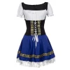 robe sexy bleue pour femme, robe de femme de chambre, costume de serveuse allemande bavaroise, robe de paupières de fille de bière s 3xl