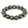 bracelet en obsidienne en or noir naturel, 6 six mots, pour femmes et hommes, 10mm, 12mm, 14mm, 16mm, 18mm, perles rondes extensibles en pierre aaaaaa