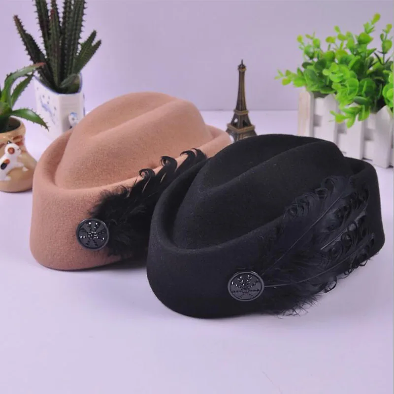 australien chapeaux Élégant laine plume arc hôtesse de l'air blanc femmes de fedora caps formelle dame chapeau royal style domechapeu australien chapeaux Élégant laine plume arc hôtesse de l'air blanc femmes de fedora caps formelle dame chapeau royal style domechapeu