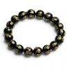 bracelet en obsidienne en or noir naturel, 6 six mots, pour femmes et hommes, 10mm, 12mm, 14mm, 16mm, 18mm, perles rondes extensibles en pierre aaaaaa
