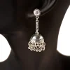 boucles d'oreilles indiennes classiques en argent pour femmes, bijoux bohèmes pour dames, boucles d'oreilles jhumka pour documents gitanes, rétro, égyptien, cloche ronde, pompon long