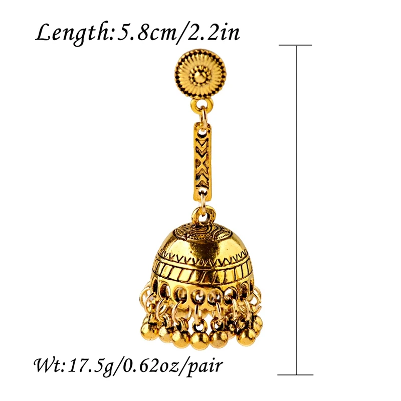 boucles d'oreilles indiennes classiques en argent pour femmes, bijoux bohèmes pour dames, boucles d'oreilles jhumka pour documents gitanes, rétro, égyptien, cloche ronde, pompon long boucles d'oreilles indiennes classiques en argent pour femmes, bijoux bohèmes pour dames, boucles d'oreilles jhumka pour documents gitanes, rétro, égyptien, cloche ronde, pompon long