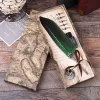 stylo plume de calligraphie anglaise, cadeau publicitaire rétro, trempé dans l'eau, stylo plume en métal, fournitures scolaires