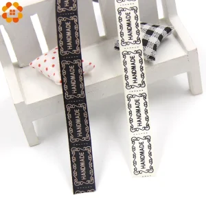 Largeur 13MM 5Yard/Lot Beige/noir imprimé ruban Design fait à la main pour mariage bricolage artisanat cadeau emballage ceinture et accessoires de couture