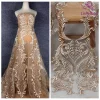 La Belleza-Tissu en Dentelle pour Robe de Mariée, Beige, Blanc Cassé, Noir, Polyester sur Maille, Aviation Lourde, 1 Yard, 51 « de Largeur