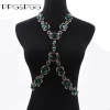 2025 nouvelle mode grande chaîne de taille en verre chaînes de corps collier bijoux femmes déclaration indienne longue cristal strass collier