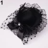 mini chapeau haut de forme en dentelle avec nœud papillon pour femme, coiffe, fleur, élégant, décor de fête, décor de mariage, pince à cheveux, casquette, acheter