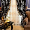 rideau jacquard de luxe, noir, argent, gris, pour salon, chambre à coucher, hall d'entrée, nouvelle collection 2018